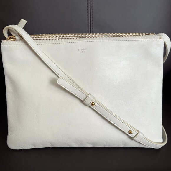 Céline Large Trio Crossbody Bag in White Lambskin - Picture 16 of 16
